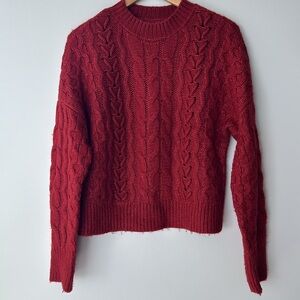 Abercrombie & Fitch Red Braided Sweater Size Medium